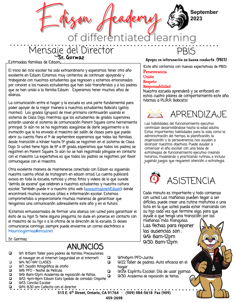 Spanish September Newsletter